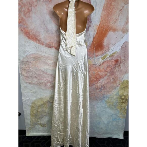 Anthropologie Ronny Kobo Samra Satin Twist-Halter Column Gown $498 - Picture 12 of 13